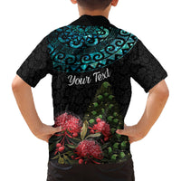 Personalized New Zealand Christmas Family Matching Tank Maxi Dress and Hawaiian Shirt Maori Santa Pikorua and Pohutukawa Meri Kirihimete LT03 - Polynesian Pride