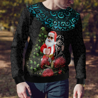 Personalized New Zealand Christmas Ugly Christmas Sweater Maori Santa Pikorua and Pohutukawa Meri Kirihimete LT03 - Polynesian Pride