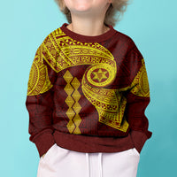 Tonga High School Kid Ugly Christmas Sweater Traditional Ngatu and Polynesian Pattern LT03 - Polynesian Pride