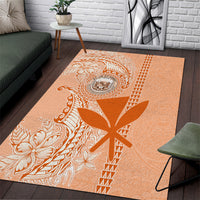 Kanaka Maoli Tropical Flowers with Kakau Tribal Area Rug Peach Fuzz Color LT03 Peach Fuzz - Polynesian Pride