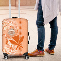 Kanaka Maoli Tropical Flowers with Kakau Tribal Luggage Cover Peach Fuzz Color LT03 Peach Fuzz - Polynesian Pride