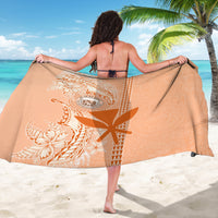 Kanaka Maoli Tropical Flowers with Kakau Tribal Sarong Peach Fuzz Color LT03 - Polynesian Pride