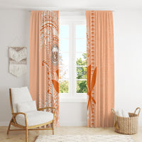Kanaka Maoli Tropical Flowers with Kakau Tribal Window Curtain Peach Fuzz Color LT03 - Polynesian Pride