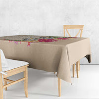 Hawaiian Tropical Flowers and Tribal Turtles Tablecloth Polynesian Art Motifs Beige Color LT03 - Polynesian Pride