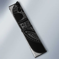 Hawaiian Tropical Flowers and Tribal Turtles Auto Sun Shade Polynesian Art Motifs Black Color - Polynesian Pride