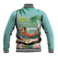 Aloha Hawaii It's 5 o'clock Somewhere Baseball Jacket Chill Parrot on Beach with Tropical Plants LT03 - Polynesian Pride