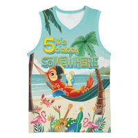 Aloha Hawaii It's 5 o'clock Somewhere Basketball Jersey Chill Parrot on Beach with Tropical Plants LT03 Unisex Multicolor - Polynesian Pride