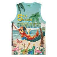 Aloha Hawaii It's 5 o'clock Somewhere Basketball Jersey Chill Parrot on Beach with Tropical Plants LT03 - Polynesian Pride