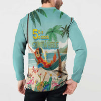 Aloha Hawaii It's 5 o'clock Somewhere Button Sweatshirt Chill Parrot on Beach with Tropical Plants LT03 - Polynesian Pride