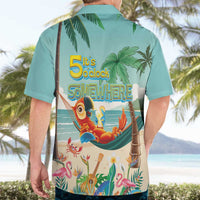 Aloha Hawaii It's 5 o'clock Somewhere Hawaiian Shirt Chill Parrot on Beach with Tropical Plants LT03 - Polynesian Pride