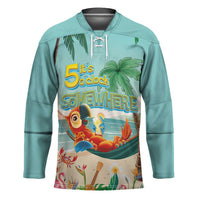 Aloha Hawaii It's 5 o'clock Somewhere Hockey Jersey Chill Parrot on Beach with Tropical Plants LT03 Unisex Multicolor - Polynesian Pride
