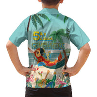 Aloha Hawaii It's 5 o'clock Somewhere Kid Hawaiian Shirt Chill Parrot on Beach with Tropical Plants LT03 - Polynesian Pride