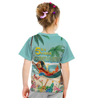 Aloha Hawaii It's 5 o'clock Somewhere Kid T Shirt Chill Parrot on Beach with Tropical Plants LT03 - Polynesian Pride
