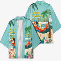 Aloha Hawaii It's 5 o'clock Somewhere Kimono Chill Parrot on Beach with Tropical Plants - Polynesian Pride
