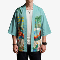 Aloha Hawaii It's 5 o'clock Somewhere Kimono Chill Parrot on Beach with Tropical Plants - Polynesian Pride