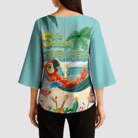 Aloha Hawaii It's 5 o'clock Somewhere Kimono Sleeve Blouse Chill Parrot on Beach with Tropical Plants LT03 - Polynesian Pride