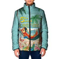 Aloha Hawaii It's 5 o'clock Somewhere Padded Jacket Chill Parrot on Beach with Tropical Plants LT03 Men Multicolor - Polynesian Pride