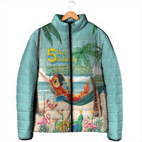 Aloha Hawaii It's 5 o'clock Somewhere Padded Jacket Chill Parrot on Beach with Tropical Plants LT03 - Polynesian Pride