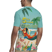 Aloha Hawaii It's 5 o'clock Somewhere Rugby Jersey Chill Parrot on Beach with Tropical Plants LT03 - Polynesian Pride