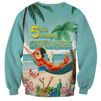 Aloha Hawaii It's 5 o'clock Somewhere Sweatshirt Chill Parrot on Beach with Tropical Plants LT03 - Polynesian Pride