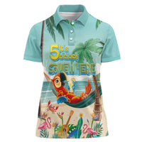 Aloha Hawaii It's 5 o'clock Somewhere Women Polo Shirt Chill Parrot on Beach with Tropical Plants LT03 Female Multicolor - Polynesian Pride