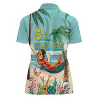 Aloha Hawaii It's 5 o'clock Somewhere Women Polo Shirt Chill Parrot on Beach with Tropical Plants LT03 - Polynesian Pride