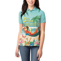 Aloha Hawaii It's 5 o'clock Somewhere Women Polo Shirt Chill Parrot on Beach with Tropical Plants LT03 - Polynesian Pride
