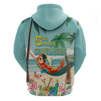 Aloha Hawaii It's 5 o'clock Somewhere Zip Hoodie Chill Parrot on Beach with Tropical Plants LT03 - Polynesian Pride