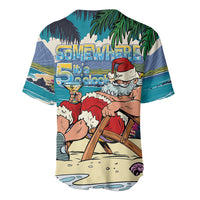Mele Kalikimaka Hawaii It's 5 o'clock Somewhere Baseball Jersey Funny Lazy Santa Claus Chilling with Cocktail LT03 - Polynesian Pride