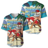 Mele Kalikimaka Hawaii It's 5 o'clock Somewhere Baseball Jersey Funny Lazy Santa Claus Chilling with Cocktail LT03 - Polynesian Pride
