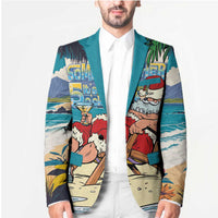 Mele Kalikimaka Hawaii It's 5 o'clock Somewhere Blazer Funny Lazy Santa Claus Chilling with Cocktail - Polynesian Pride