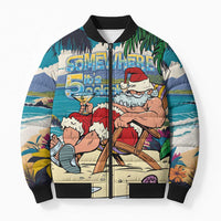 Mele Kalikimaka Hawaii It's 5 o'clock Somewhere Bomber Puffer Jacket Funny Lazy Santa Claus Chilling with Cocktail LT03 Unisex Multicolor - Polynesian Pride
