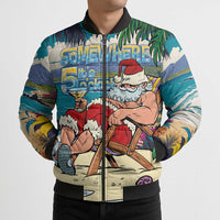Mele Kalikimaka Hawaii It's 5 o'clock Somewhere Bomber Puffer Jacket Funny Lazy Santa Claus Chilling with Cocktail LT03 - Polynesian Pride