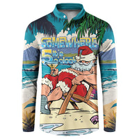 Mele Kalikimaka Hawaii It's 5 o'clock Somewhere Button Sweatshirt Funny Lazy Santa Claus Chilling with Cocktail LT03 Multicolor - Polynesian Pride