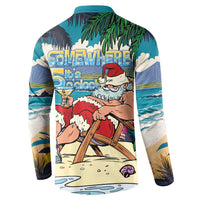 Mele Kalikimaka Hawaii It's 5 o'clock Somewhere Button Sweatshirt Funny Lazy Santa Claus Chilling with Cocktail LT03 - Polynesian Pride