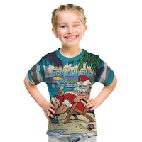 Mele Kalikimaka Hawaii It's 5 o'clock Somewhere Kid T Shirt Funny Lazy Santa Claus Chilling with Cocktail LT03 Multicolor - Polynesian Pride