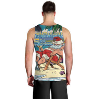 Mele Kalikimaka Hawaii It's 5 o'clock Somewhere Men Tank Top Funny Lazy Santa Claus Chilling with Cocktail LT03 - Polynesian Pride