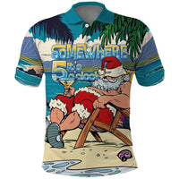 Mele Kalikimaka Hawaii It's 5 o'clock Somewhere Polo Shirt Funny Lazy Santa Claus Chilling with Cocktail LT03 Multicolor - Polynesian Pride