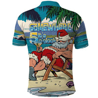 Mele Kalikimaka Hawaii It's 5 o'clock Somewhere Polo Shirt Funny Lazy Santa Claus Chilling with Cocktail LT03 - Polynesian Pride