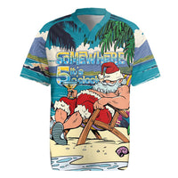 Mele Kalikimaka Hawaii It's 5 o'clock Somewhere Rugby Jersey Funny Lazy Santa Claus Chilling with Cocktail LT03 Multicolor - Polynesian Pride