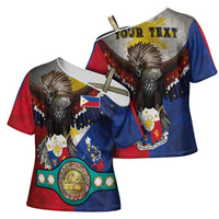 Custom Philippines World Champion Boxing Cross Shoulder Shirt Eagle-Grunge Design LT03 - Polynesian Pride