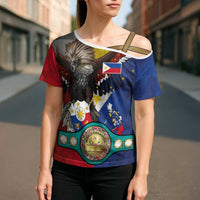 Custom Philippines World Champion Boxing Cross Shoulder Shirt Eagle-Grunge Design LT03 - Polynesian Pride