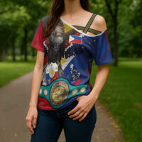 Custom Philippines World Champion Boxing Cross Shoulder Shirt Eagle-Grunge Design LT03 - Polynesian Pride