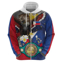 Custom Philippines World Champion Boxing Hoodie Eagle-Grunge Design - Polynesian Pride