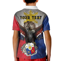Custom Philippines World Champion Boxing Kid Polo Shirt Eagle-Grunge Design - Polynesian Pride