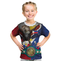 Custom Philippines World Champion Boxing Kid T Shirt Eagle-Grunge Design - Polynesian Pride