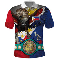 Custom Philippines World Champion Boxing Polo Shirt Eagle-Grunge Design - Polynesian Pride