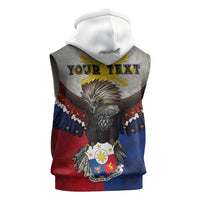 Custom Philippines World Champion Boxing Sleeveless Zip Hoodie Eagle-Grunge Design - Polynesian Pride