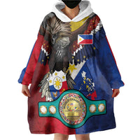 Custom Philippines World Champion Boxing Wearable Blanket Hoodie Eagle-Grunge Design - Polynesian Pride