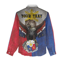 Custom Philippines World Champion Boxing Women Casual Shirt Eagle-Grunge Design - Polynesian Pride
